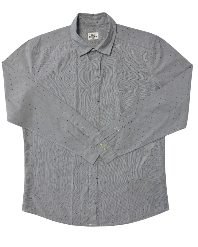 Lacoste Slim Fit Classic Long-Sleeve Gray Micro Dot Pattern Shirt