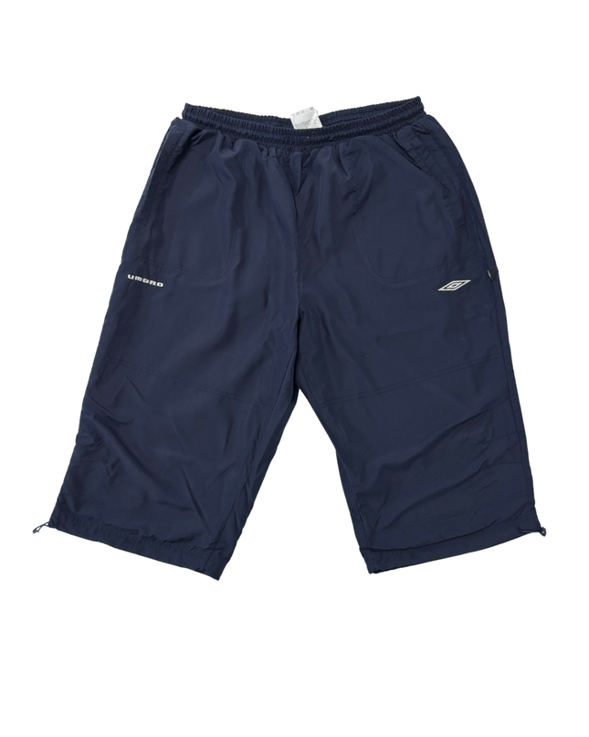 Umbro Navy Blue Mesh-Lined Training 3/4 Shorts - L | Waist: 32"