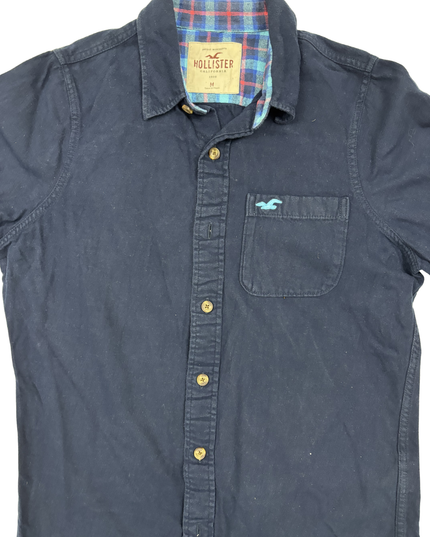 Hollister Navy Blue Flannel-Lined Casual Shirt - M