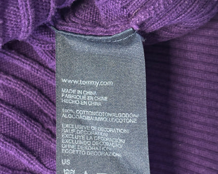 Tommy Hilfiger Purple Cable Knit V-Neck Sweater