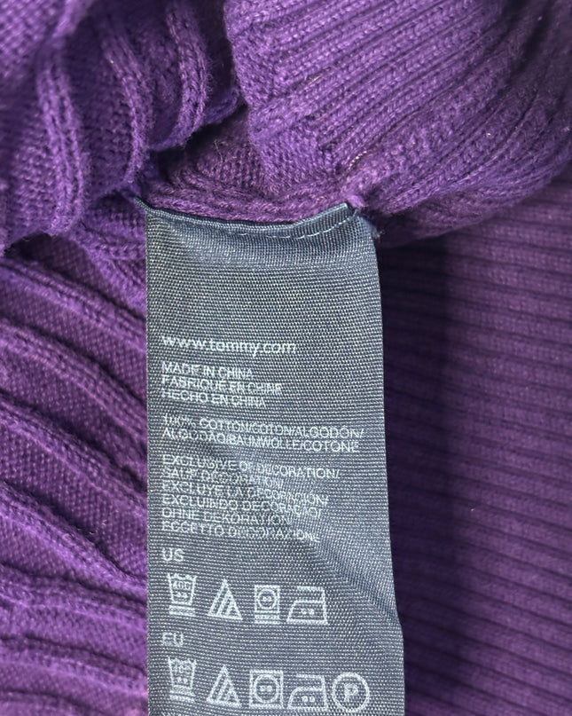 Tommy Hilfiger Purple Cable Knit V-Neck Sweater