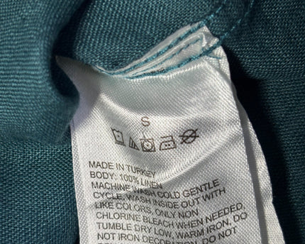 Nautica Teal Classic Fit Linen Long Sleeve Shirt
