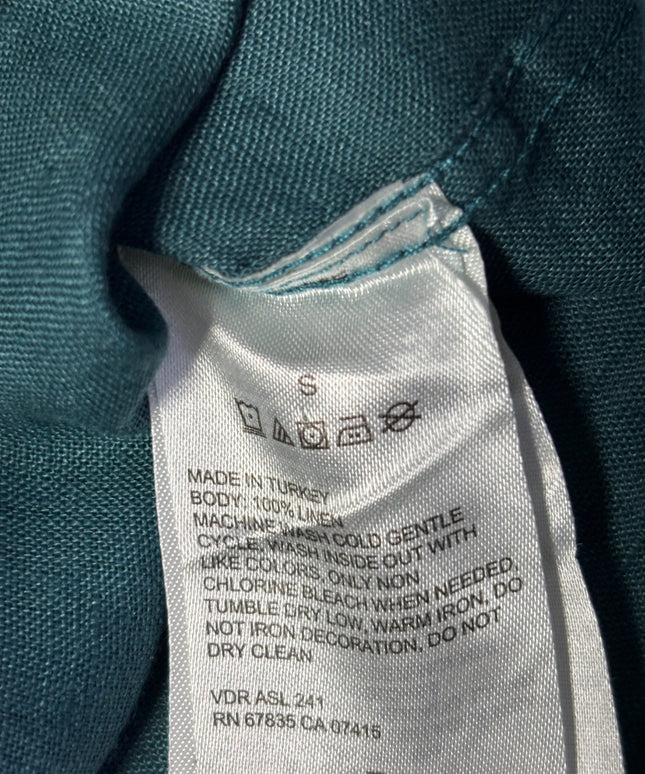 Nautica Teal Classic Fit Linen Long Sleeve Shirt