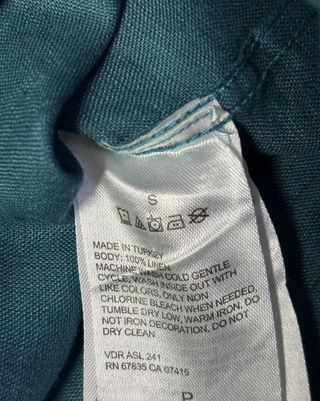 Nautica Teal Classic Fit Linen Long Sleeve Shirt