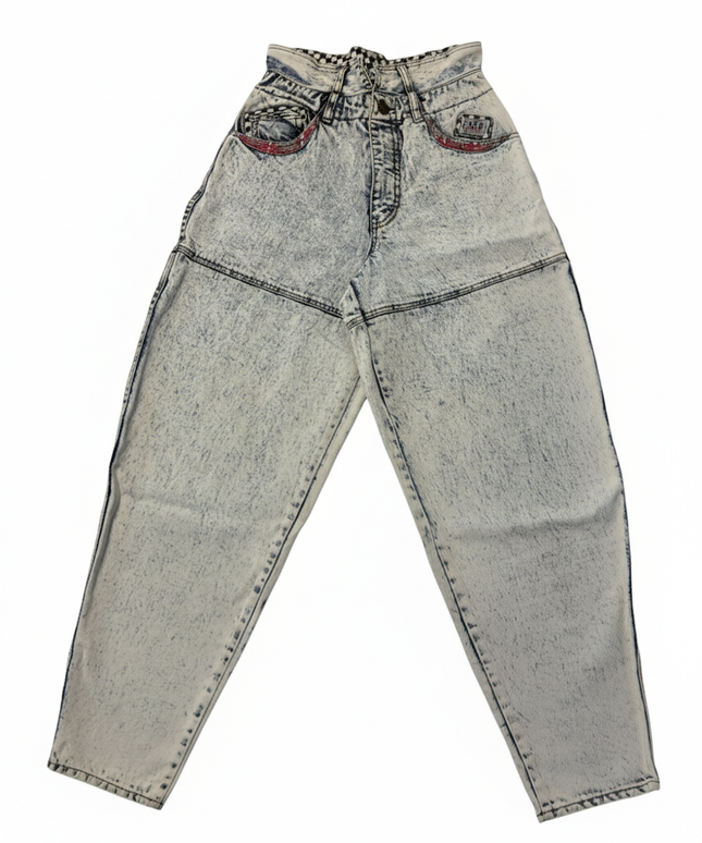 Get Used by Elie Acid Wash Blue Vintage High-Waisted Tapered Jeans
