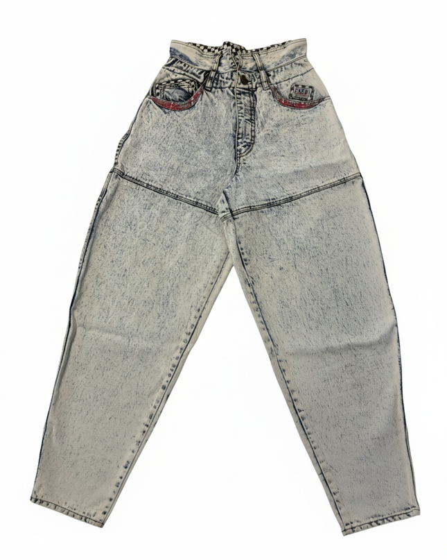 Get Used by Elie Acid Wash Blue Vintage High-Waisted Tapered Jeans