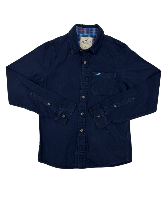 Hollister Navy Blue Flannel-Lined Casual Shirt - M