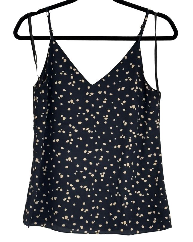 Primark Navy Blue Polka Dot V-Neck Spaghetti Strap Cami Top