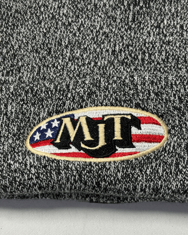 Carhartt MJT Logo Grey Marl USA Flag Patch Beanie