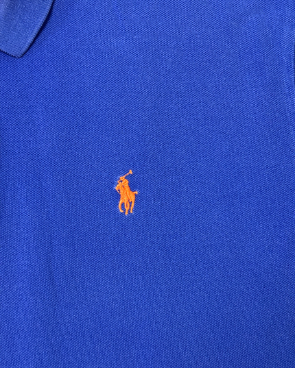 Ralph Lauren Orange Pony Royal Blue Piqué Polo Shirt - L