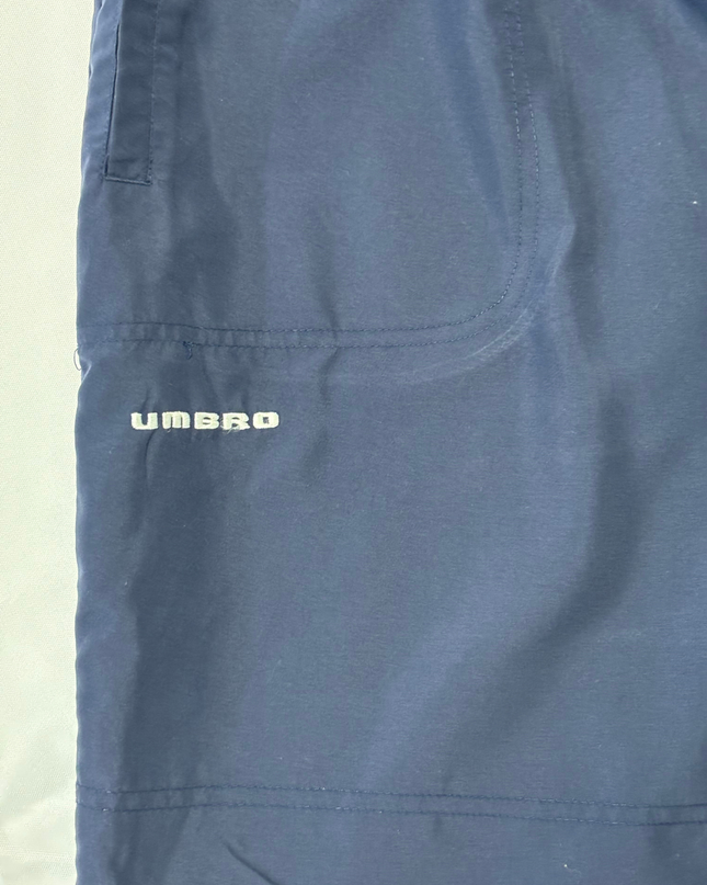 Umbro Navy Blue Mesh-Lined Training 3/4 Shorts - L | Waist: 32"