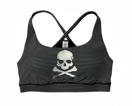 Lululemon Black and White Striped Graphic Cross-Back Sports Bra