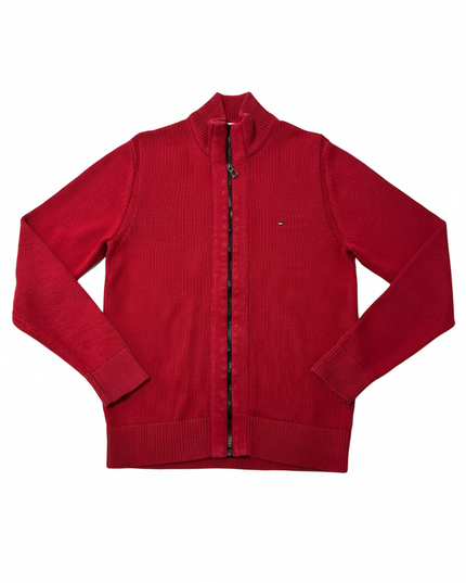 Tommy Hilfiger Red Full Zip Premium Cotton Sweater