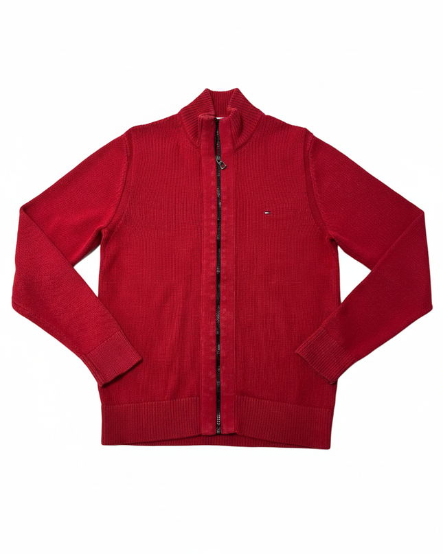 Tommy Hilfiger Red Full Zip Premium Cotton Sweater