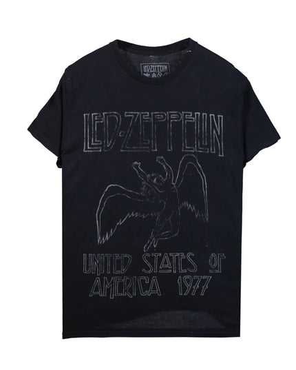 Led Zeppelin 1977 United States Tour Black Graphic T-Shirt