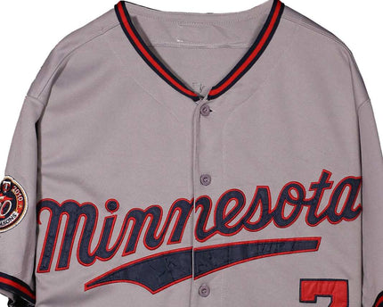 Majestic MLB Minnesota Twins Joe Mauer #7 Grey Authentic Jersey