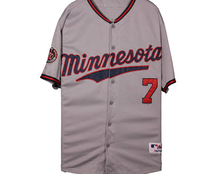 Majestic MLB Minnesota Twins Joe Mauer #7 Grey Authentic Jersey