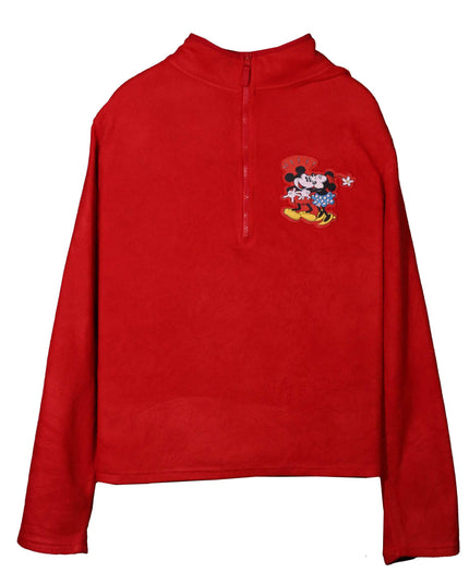 Disney Store Mickey & Minnie Red Fleece Half-Zip Pullover