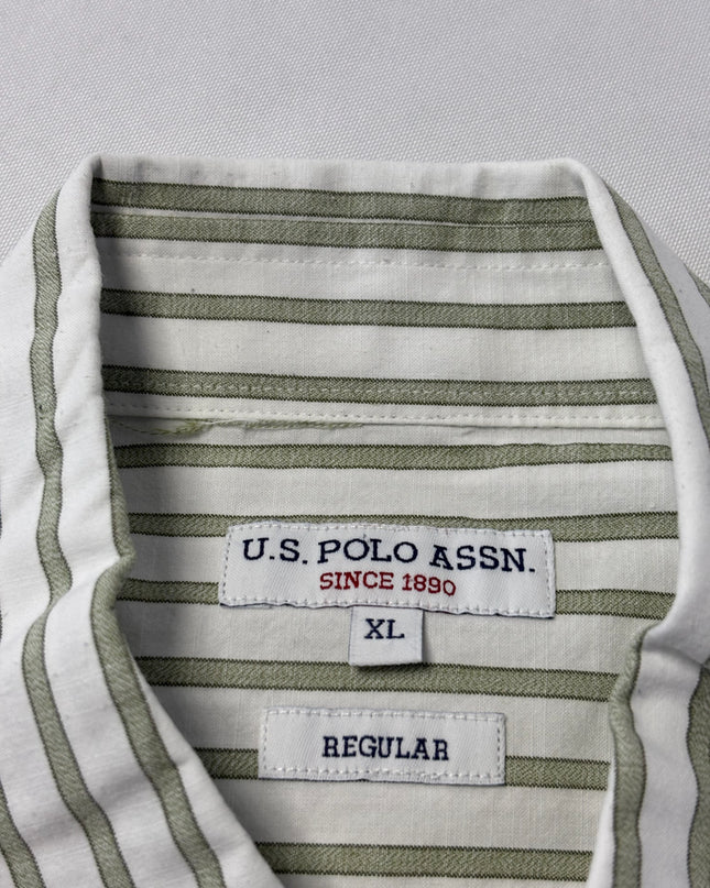 U.S. Polo Assn. Green Striped Long Sleeve Button-Down Shirt
