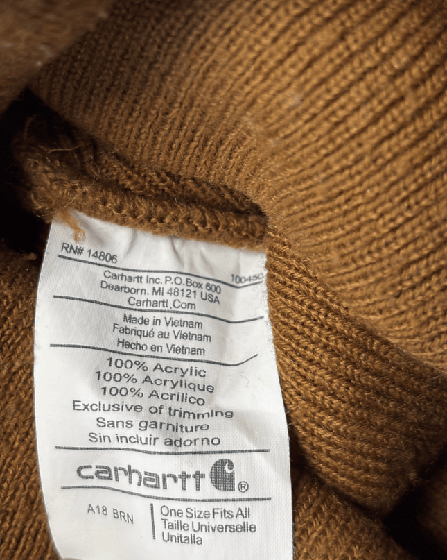 Carhartt A18 Brown Knit Cuffed Acrylic Beanie Hat