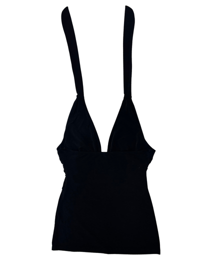 Le Château Black V-Neck Ruched Halter Top - XS