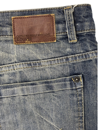 Oliver Lean Distressed Blue Wash Denim Skirt - XL | Waist: 34"