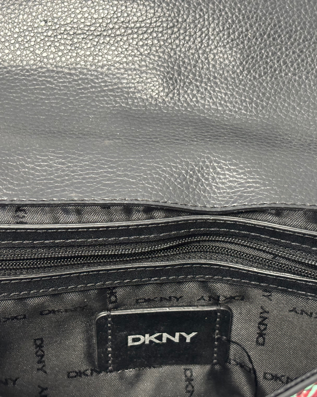 DKNY Limited Edition Black Graffiti Print with Padlock & Chain Crossbody Bag