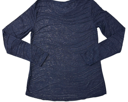 Simply Vera by Vera Wang Navy Textured Wave Long Shimmer Sleeve Top