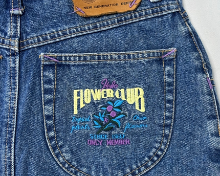 HOKO Famous Jeans 'Flower Club' Vintage High-Waist Denim Skirt