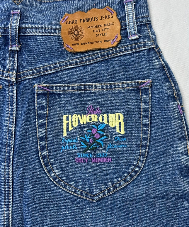 HOKO Famous Jeans 'Flower Club' Vintage High-Waist Denim Skirt