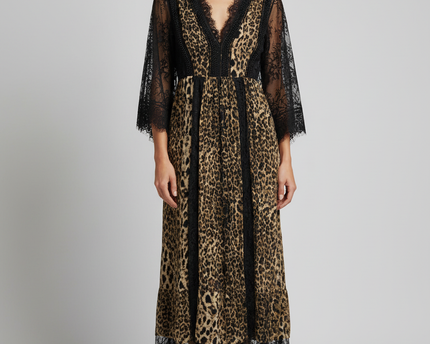 Lola Casademunt Catwalk Leopard Print Lace Maxi Dress