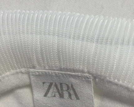 Zara White Tulle Puff Sleeve Blouse