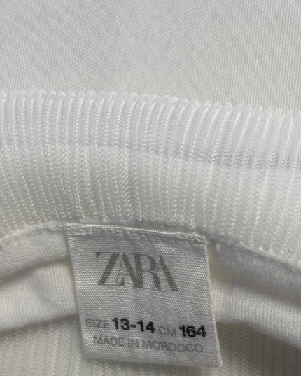 Zara White Tulle Puff Sleeve Blouse