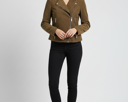 Zara Woman Brown Asymmetric Moto Jacket