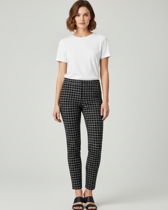 Hollister Black and White Plaid Ultra High-Rise Tapered Pants