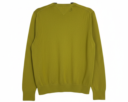 Tommy Hilfiger Yellow V-Neck Cotton Silk Sweater
