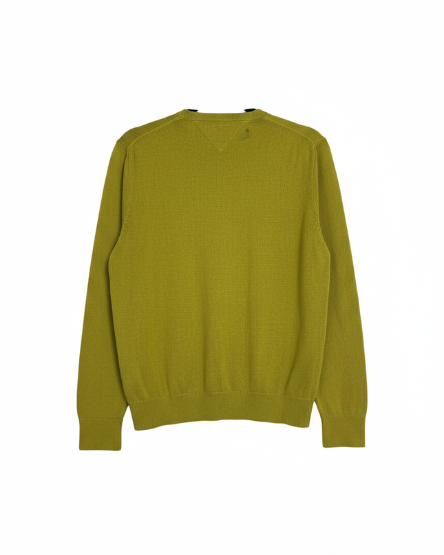 Tommy Hilfiger Yellow V-Neck Cotton Silk Sweater