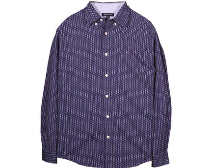 Tommy Hilfiger Geo Micro Print Navy Blue Classic Fit Shirt