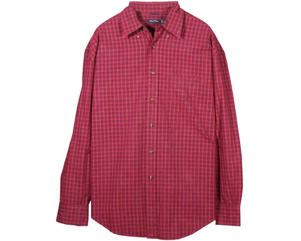 Nautica Red Plaid Button Down Long Sleeve Shirt