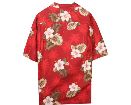 Pacific Legend Apparel Hibiscus Print Red Hawaiian Shirt