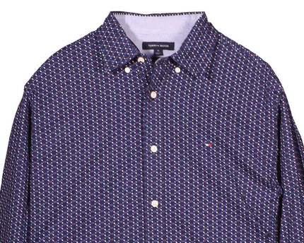Tommy Hilfiger Geo Micro Print Navy Blue Classic Fit Shirt