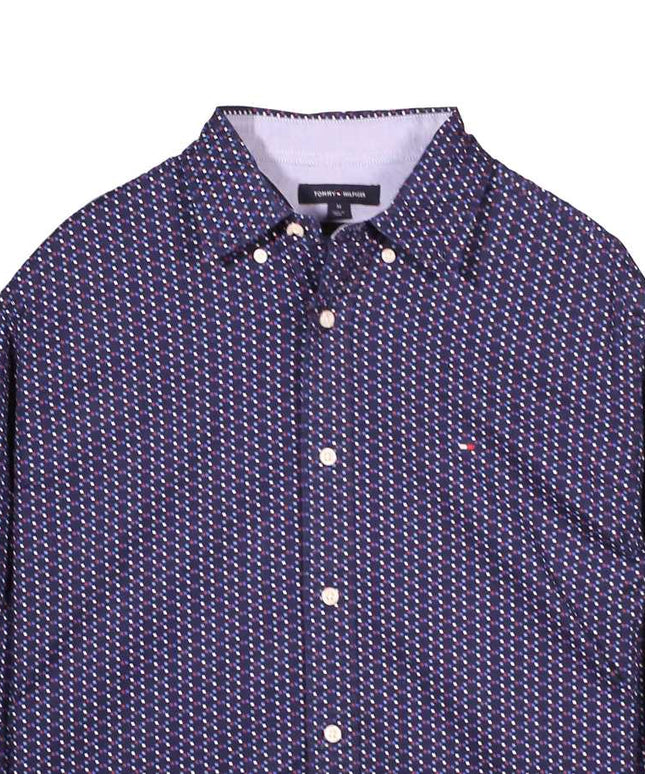 Tommy Hilfiger Geo Micro Print Navy Blue Classic Fit Shirt