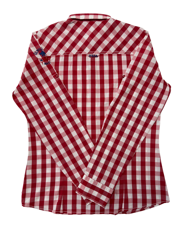 U.S. Polo Assn. Red & White Gingham Checkered Shirt - S