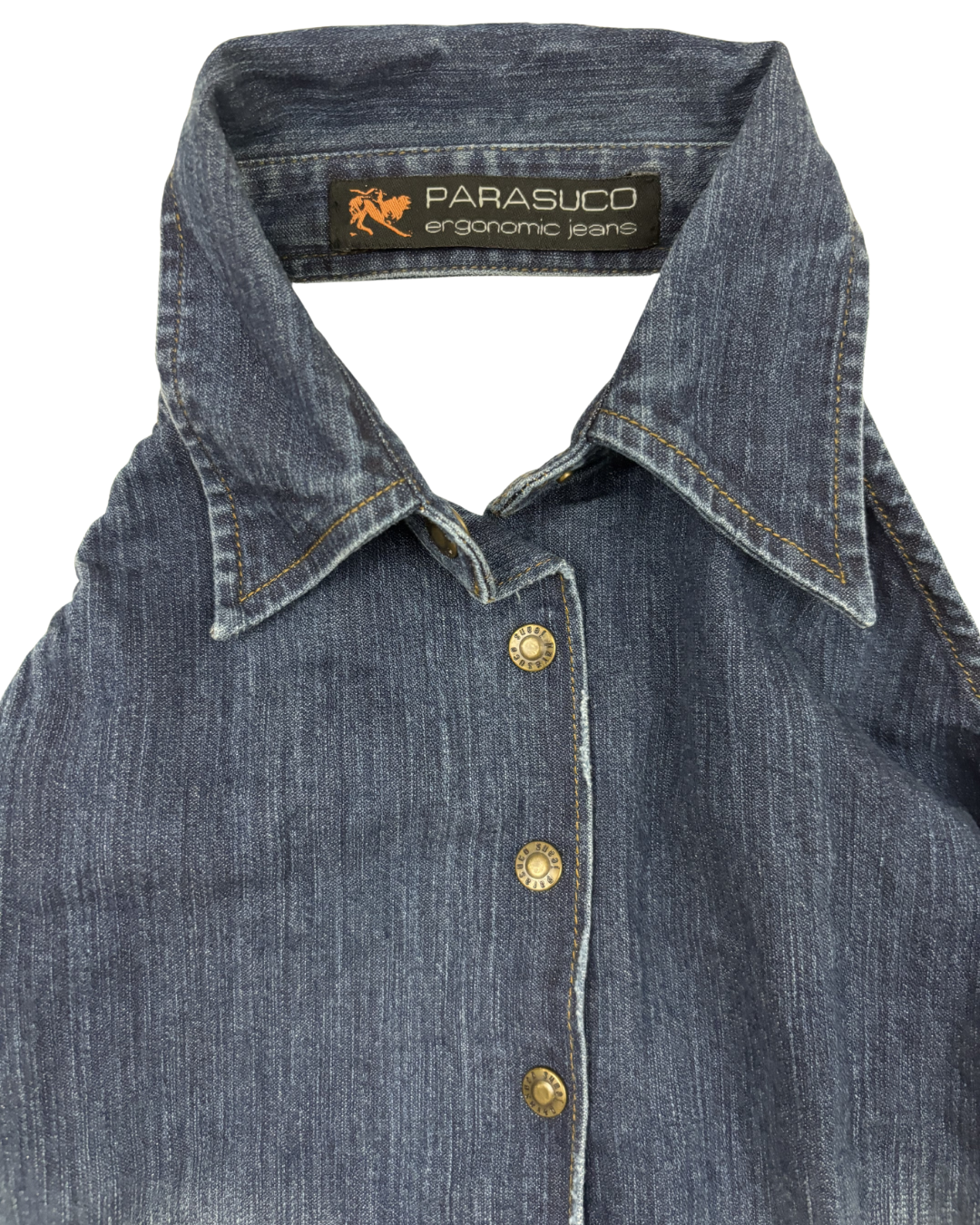 Parasuco Denim Halter Y2K Lace-Up Back Corset Top  - XS