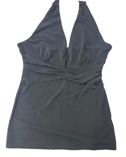 Le Château Black V-Neck Ruched Halter Top - XS