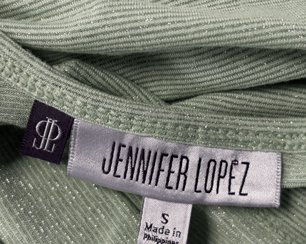 Jennifer Lopez Mint Green Glitter Ribbed Tank Top