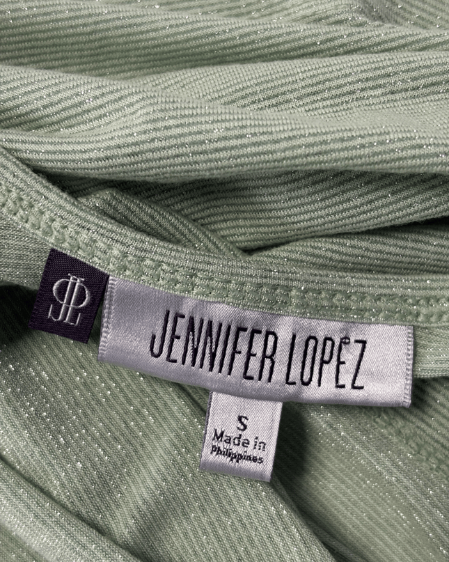 Jennifer Lopez Mint Green Glitter Ribbed Tank Top