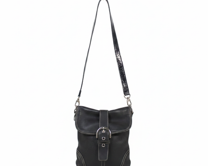 Coach Black Leather Buckle Crossbody Bag