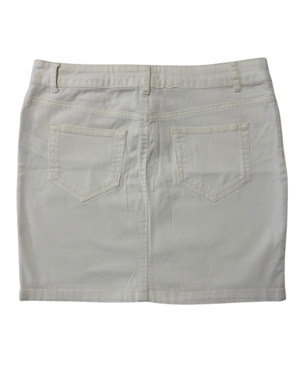 XSide White Denim With Embroidered Pocket Mini Skirt  - L | Waist: 33"