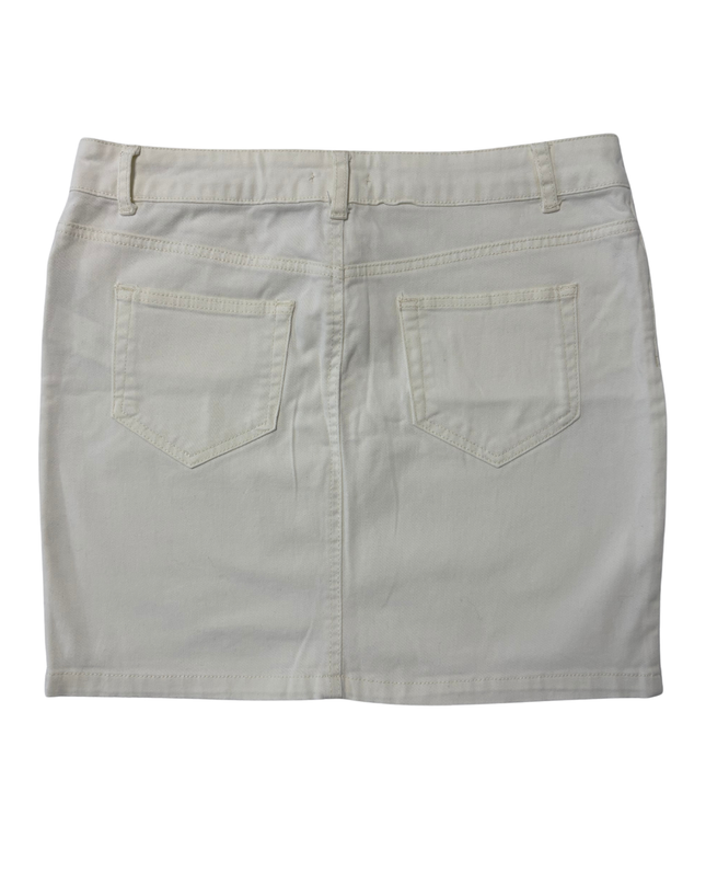 XSide White Denim With Embroidered Pocket Mini Skirt  - L | Waist: 33"